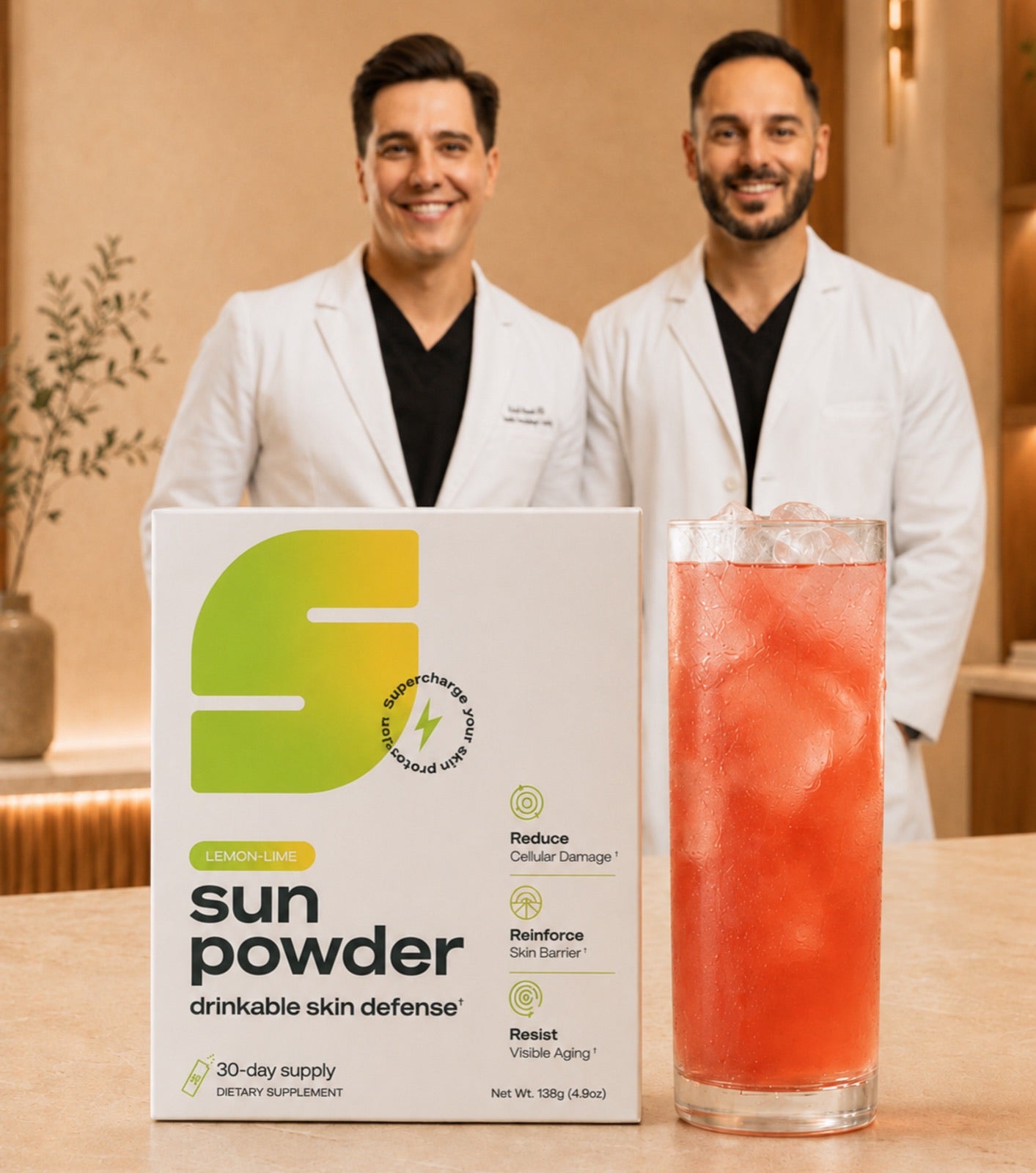 Dr. Teo Soleymani and Dr. Michael Abrouk with Sun Powder