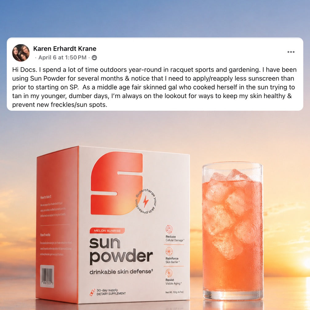 Customer testimonial about Sun Powder protecting skin during outdoor sports
